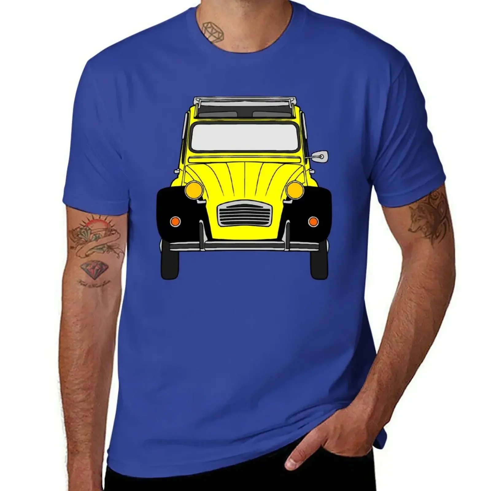Vintage Yellow and Black Citroen 2CV Graphic Oversized T-Shirt