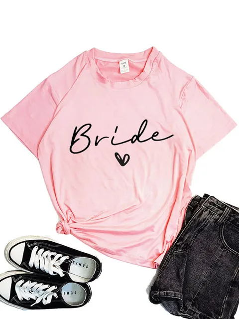 Women Team Bride Bachelorette Party Shower Hen Party Bridesmaid T-Shirt 2022 Girls Wedding Female Tops Tees B2725B-Pink