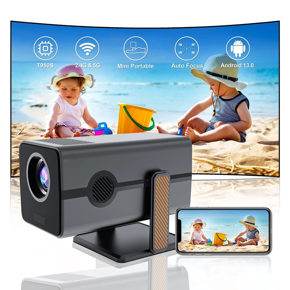 4K Mini Projector Android 13 Native 1080P Dual Wifi6 BT5.2 1920*1080P 220ANSI Cinema Portable Projetor 2GB ROM 16GB RAM