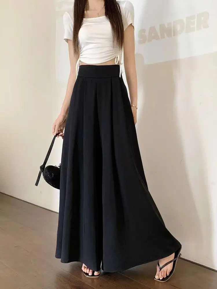 Women's Clothing Trend 2024 High Waisted Wide Leg Skirt Pants Large Hem Casual Elegant Basic OL Suit Pants Office Lady Trousers