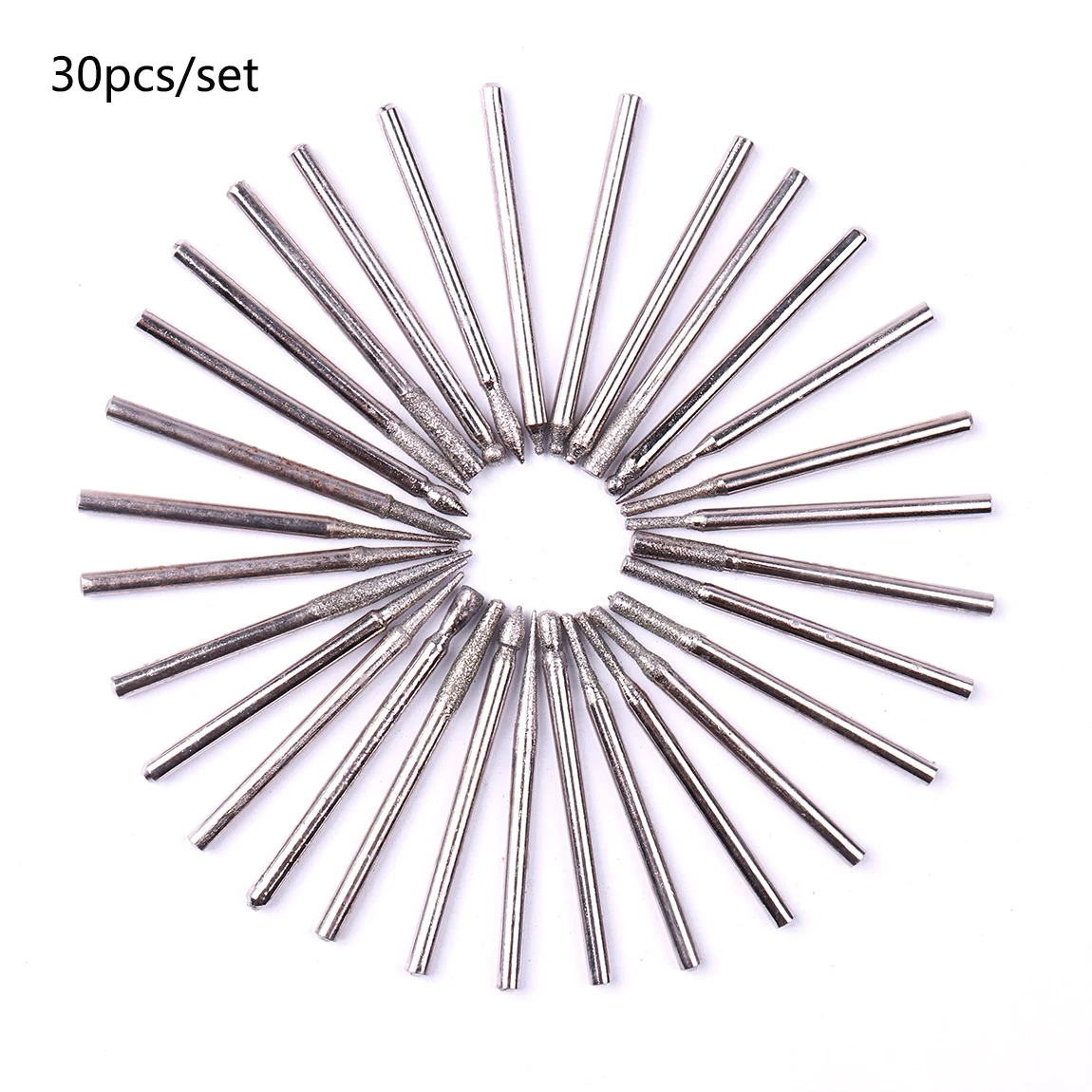 CHEERBRIGHT 30Pc Diamond Coated Cuticle Removal Nail Drill Set Rotary Grinding Burrs Glass Drill Bit DIYTool Set diy point drill tool kit elbow point drill luminous cushion decorative nail pen drill set lamp quick set diamond stationery p3d6
