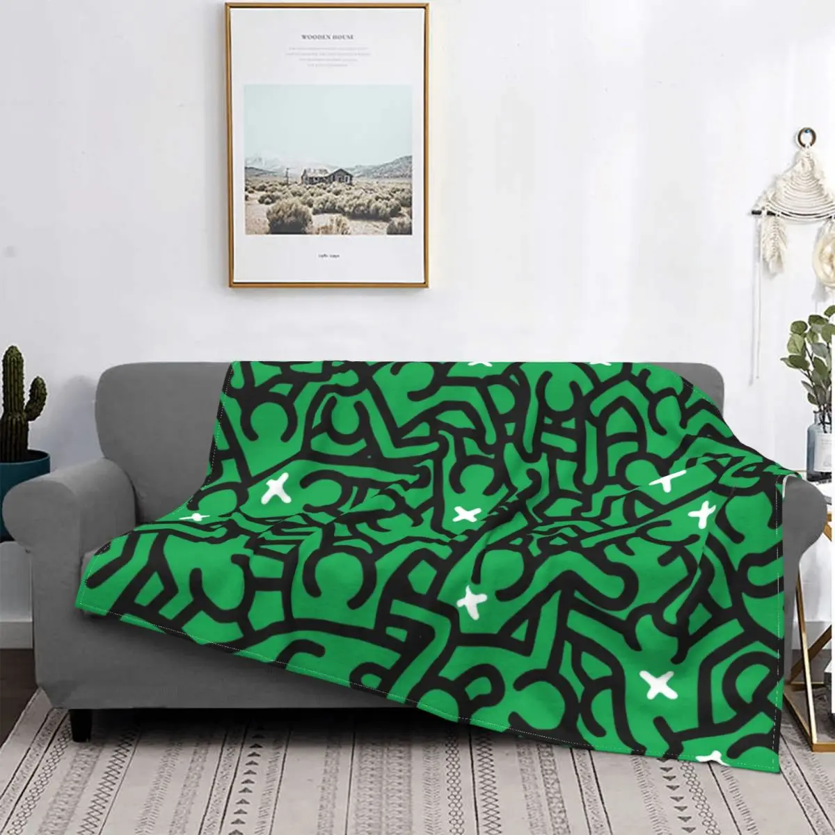 

Haring Variation Abstract Blanket Soft Flannel Fleece Warm Graffiti Paintings Art Throw Blankets for Car Bedroom Sofa Quilt