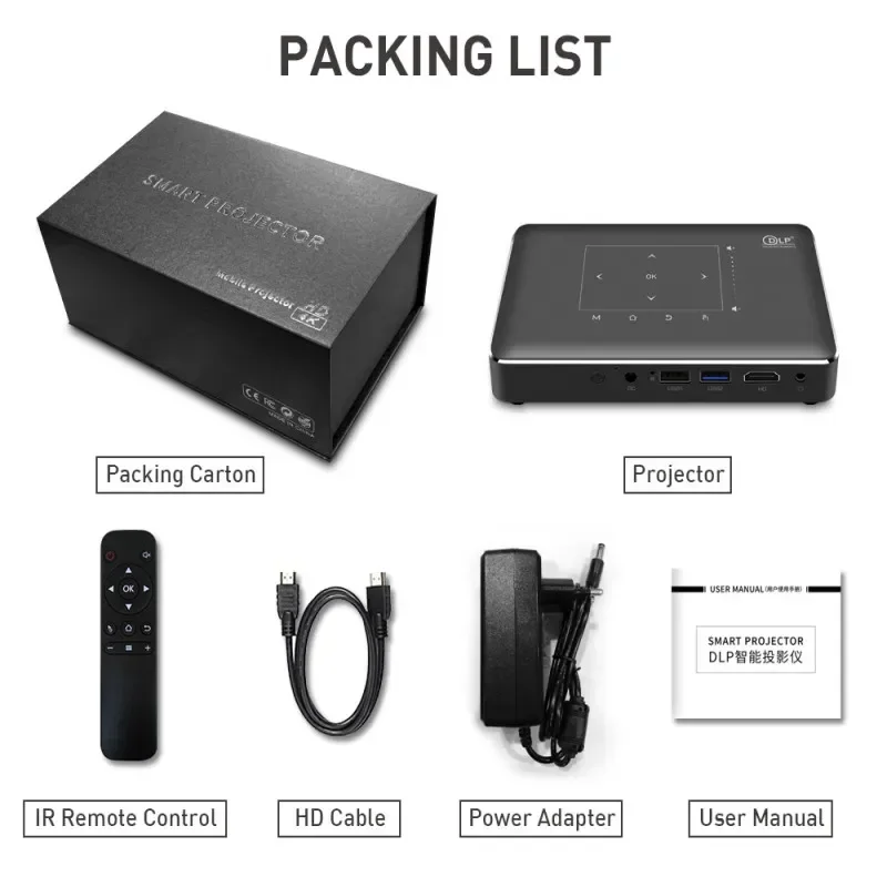 Dlp p10 ii 4k miniポータブルプロジェクター,amlogic t972