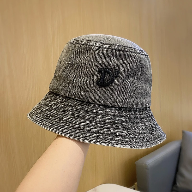 Alphabet Embroidered Cowboy Fisherman Hat Women Spring and Autumn