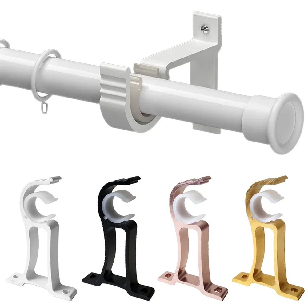 Curtain Rods Bracket Hanger Hook Rod Support Clamp Crossbar Fixing Clip Wall Hooks Organizer Rails Rack Home Storage