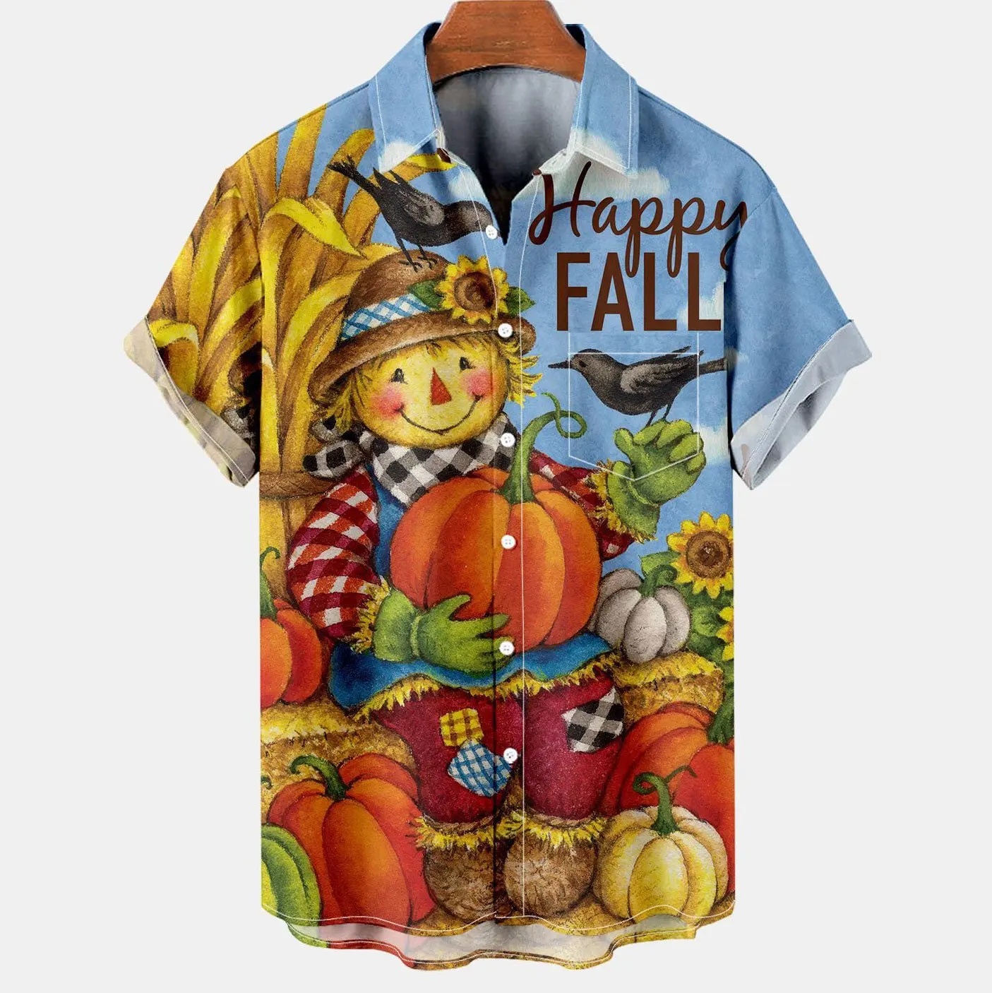 

Men's Casual Thanksgiving Turkey Print Shirt hawaiian-shirt Style A2