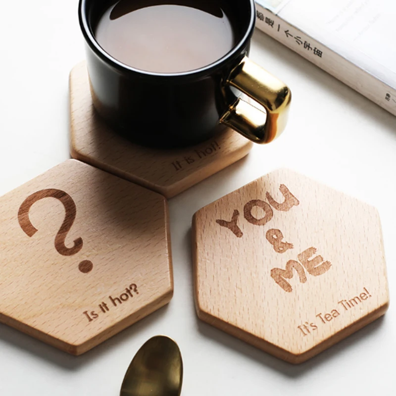 1pc Wooden Coaster Cute Hexagon Beech Wood Drink Coaster Cup Mats Mug Pad  Wooden Table Placemats Coaster For Glasses - Coaster - AliExpress