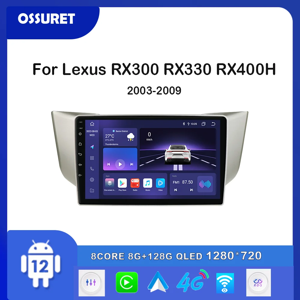 2dinAndroid12CarmultimediaplayerGPSStereoForLexusRX300RX330