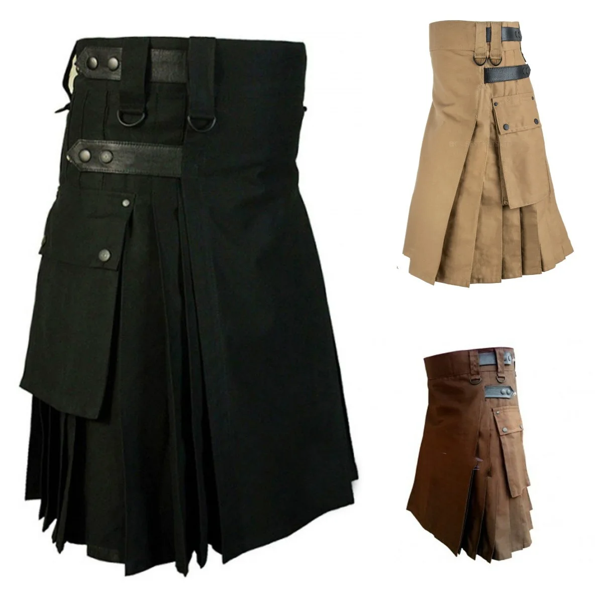 

2022 Scottish Men Solid Classic Retro Traditional Sexy Medieval Cargo Personality Scottish Kilts Check Pattern Skirts