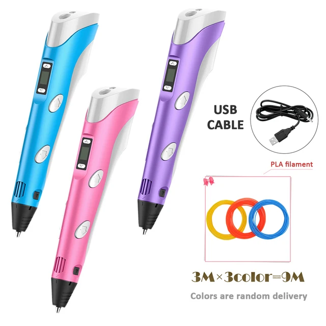 3D Printing Pen Kit 3D Drawing Pen with Led Display 12 Color Filament for  Kid 