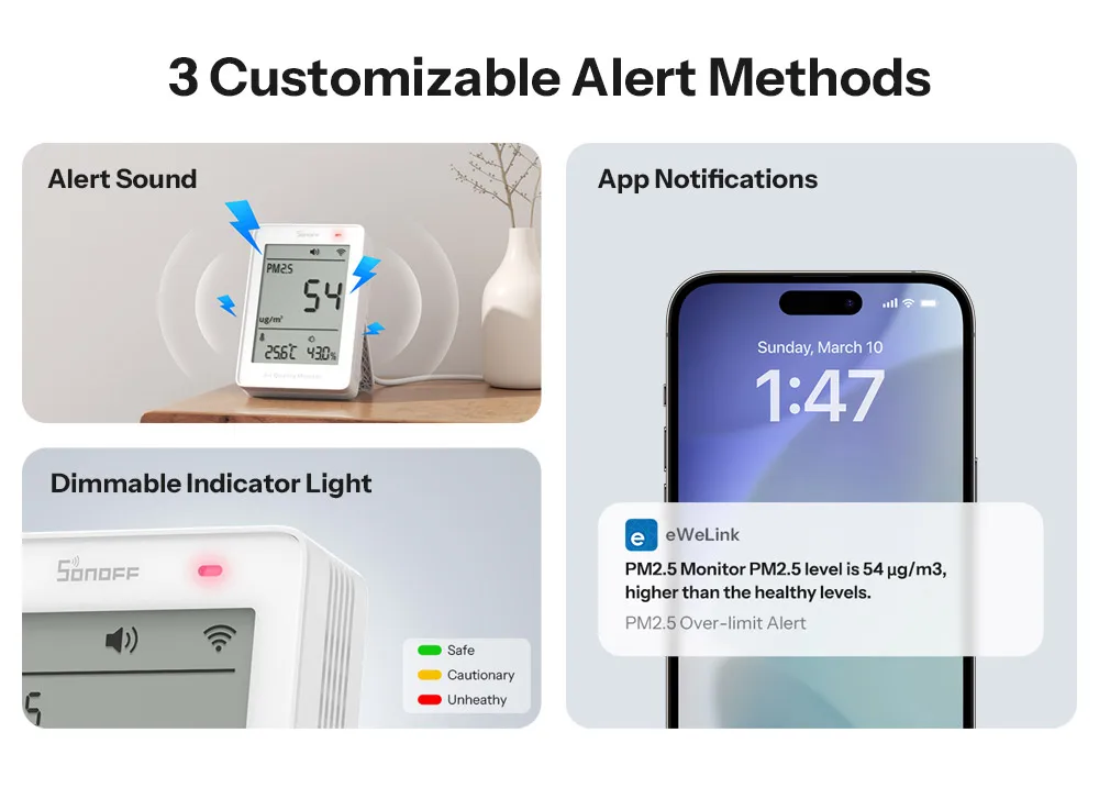 SONOFF SAWF-07P AirGuard PM2.5/PM10 Matter Over Wi-Fi Air Quality Monitor Matter Kompatible Smart Integration Alexa Apple Home – Detail 11