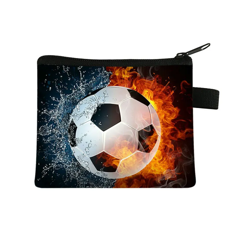 

New Football Children's Wallet Student Portable Card Bag Coin Key Storage Bag Polyester Hand Bag Coin Purse Mini Bag Pochette