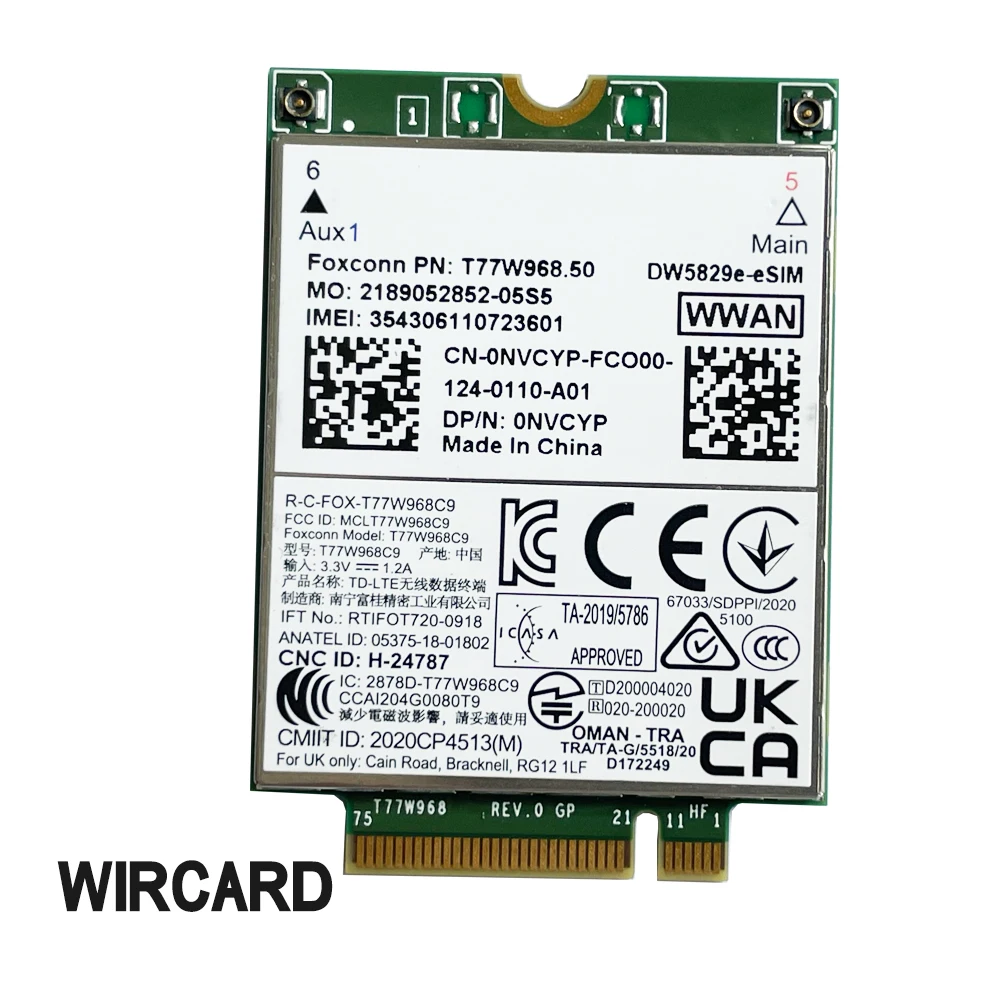 Módulo do Portátil 4g para Dell T77w968.50 Dw5829e-esim Dw5829e X20 Lte Cat9 450mbps Fdd-lte Tdd-lte Dell 7320 7330 7520 7530 7430 - Imagem 4