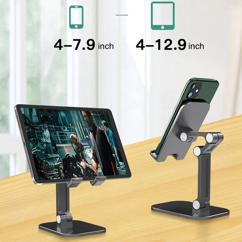 Universal for iPad Tablet & Phone Lazy Holder Desktop Desk Support Adjustable Collapsible Metal Stand for Mobile Phone