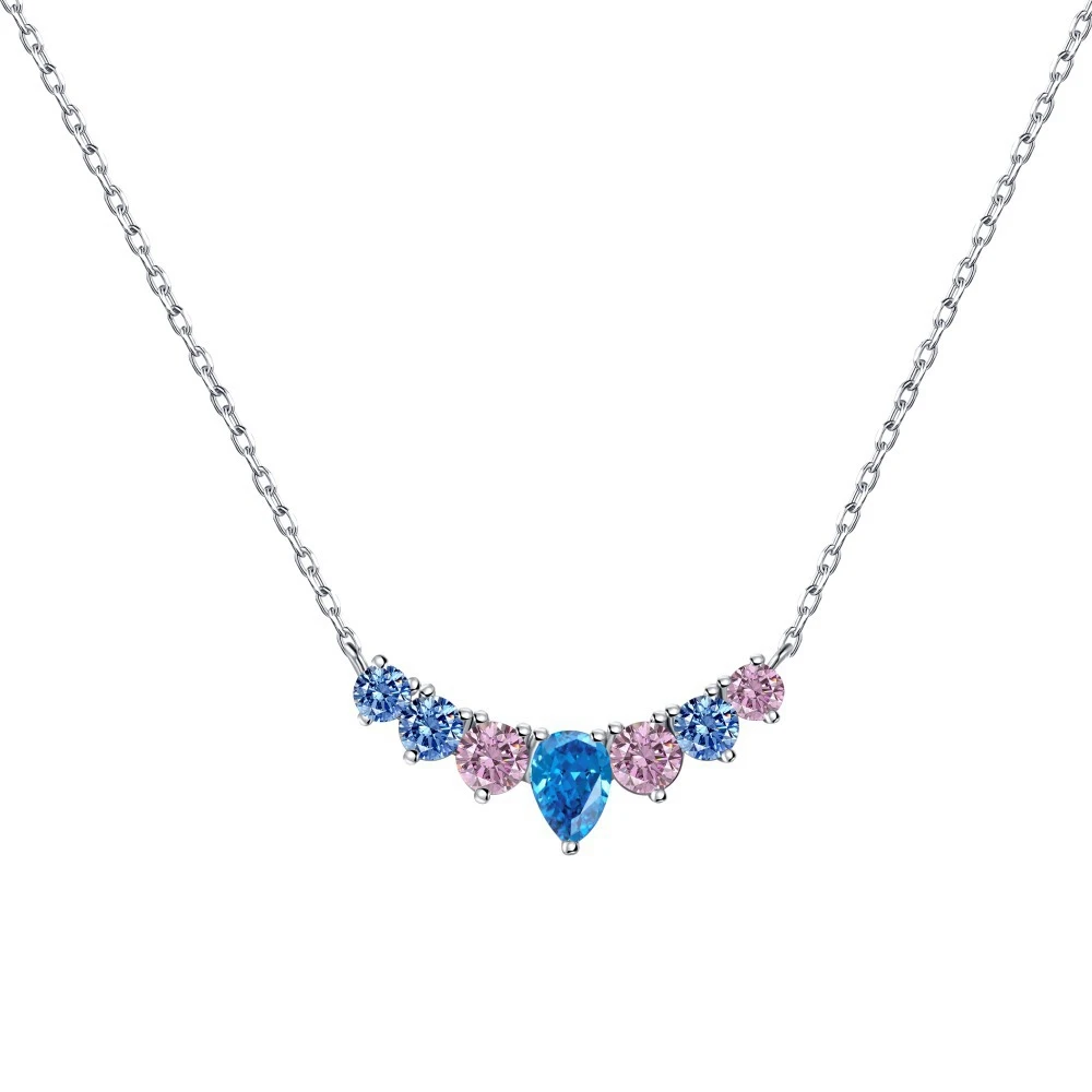 Vinregem 5*7 MM Pear Cut Lab Created Sapphire Gemstone Colorful Pendant Necklaces 100% 925 Sterling Silver Jewelry Free Shipping
