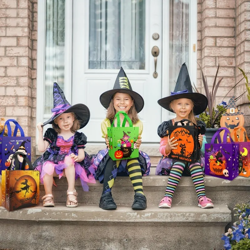 Colorful Non Woven Halloween Treat Bags for Kids Party Favors