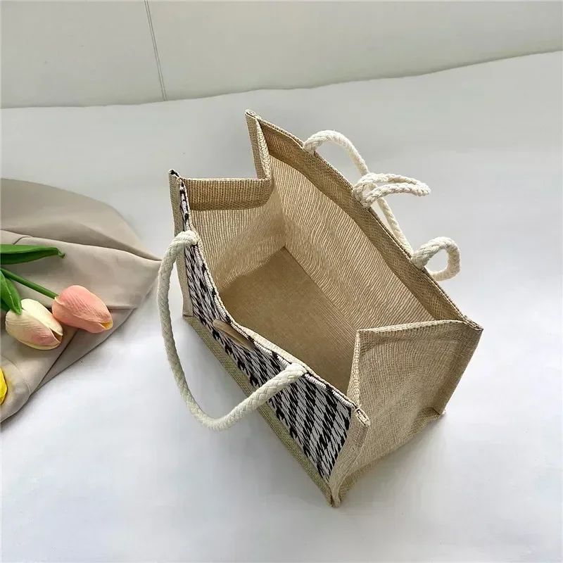 여성용 점심 가방 Houndstooth 작은 점심 가방 식품 보관 토트 백 기능성 휴대용 여행 피크닉 야외