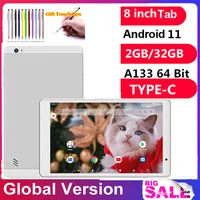 Android 11  Sales 8 INCH A133 DDR2GB RAM 32GROM Google Play Tablet PC 64 Bit Quad-Core 800*1280 IPS TYPE-C Dual Camera WIFI 1