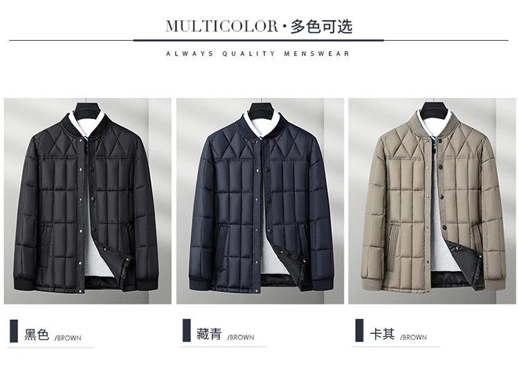 Casual 2025, Herbst Herren Warme Baumwolle Gefütterte Jacken Winter Outwear Leichte Parkas Einfarbig Einreiher Verdicken Mäntel – Detail 6