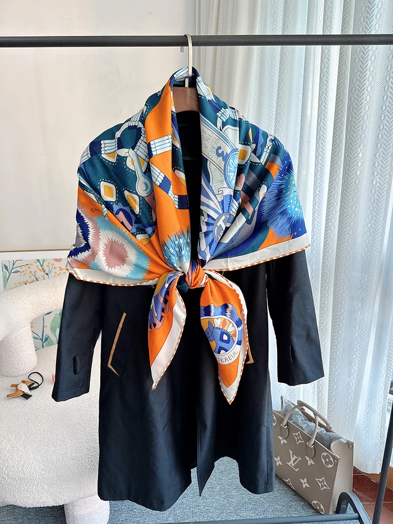 

Horse Head 30% Silk 70% Cashmere Shawl Scarfs Women's Scarf Winter Warm Pure Cashmere Silk Wrap Women's Scarves Horse Shawl