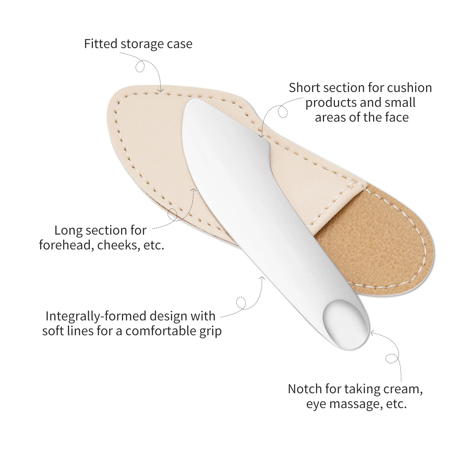 Stainless Steel Foundation Makeup Spatula Cream Spoons Mini Heart Style Leather Case Multi-Functional Facial Skin Care Tool