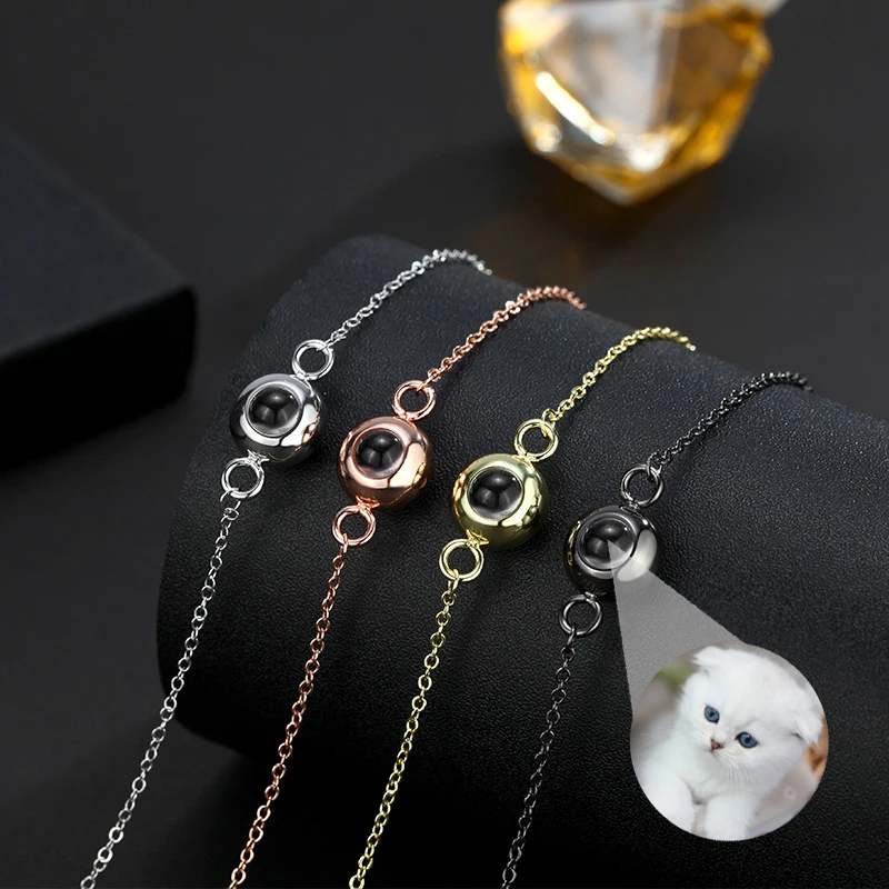 Stainless Steel Link Chain Projection Bracelet Custom Color Photo Women Day Wear Jewelry Nice Birthday Gifts