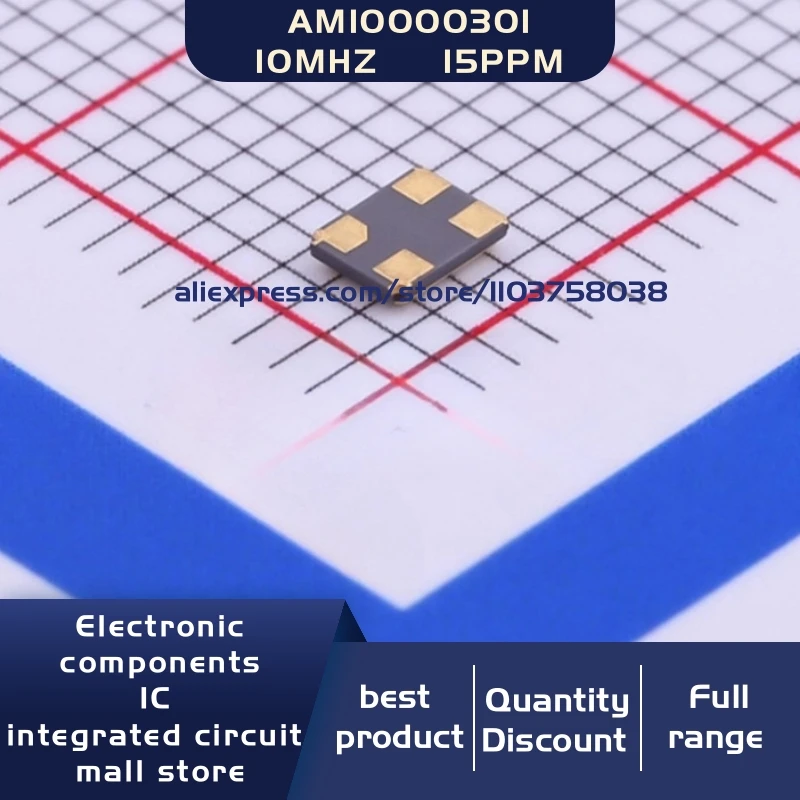 50개/묶음 AM10000301 10MHZ ±15ppm 8pF 3225 4P 크리스탈 발진기 공진기 4-SMD 재고 있음