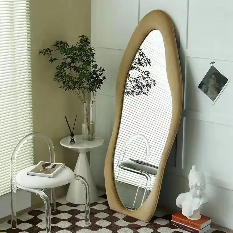 Irregular Girls' Home Dressing Mirror Bedroom Full-Length Mirror Full-Length Mirror Floor Irregular Mirror against the Wall