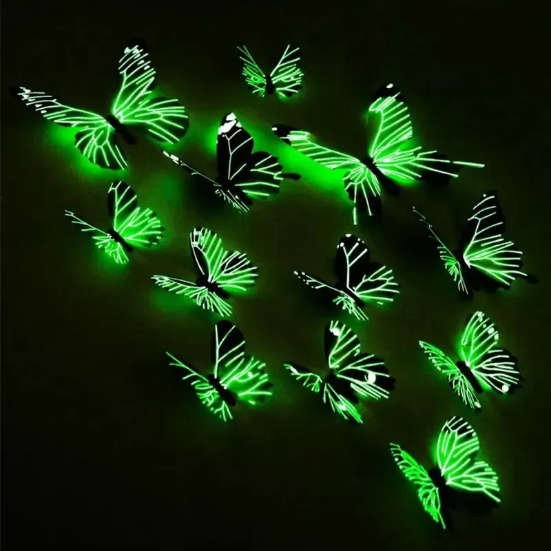 Glowing 3D Butterfly Wall Stickers - Luminous Decorative Decals