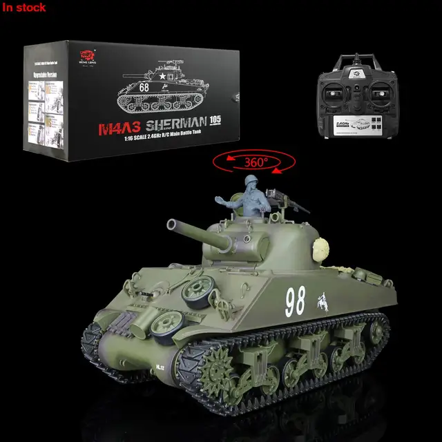 Gifts 1/16 7.0 HENG LONG Plastic M4A3 Sherman Remote Controlled Tank 3898 360° Turret Barrel Recoil BB Shooting Toys TH17668 1