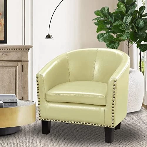 Club Style Barrel Armchair For Living Room, Standard, Creamy Faux Leather  Butacas y sillones para dormitorio Floor chairs Cute c - AliExpress