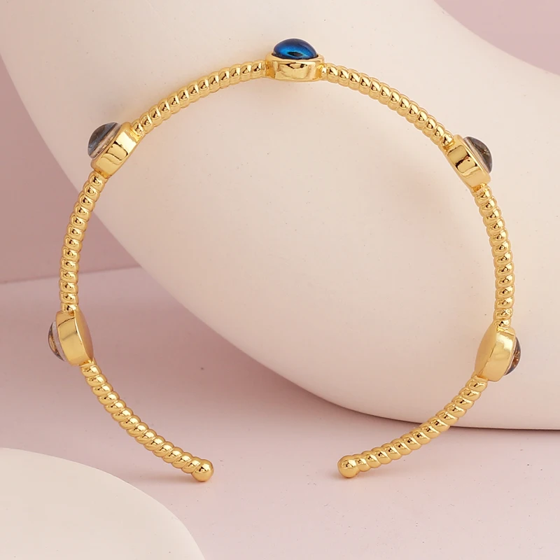 1PC Blue Lucky Evil Eye Bracelet Bangle For Women Vintage Round Turkish Eye Open Adjustable Bracelet Female Jewelry Gift 4