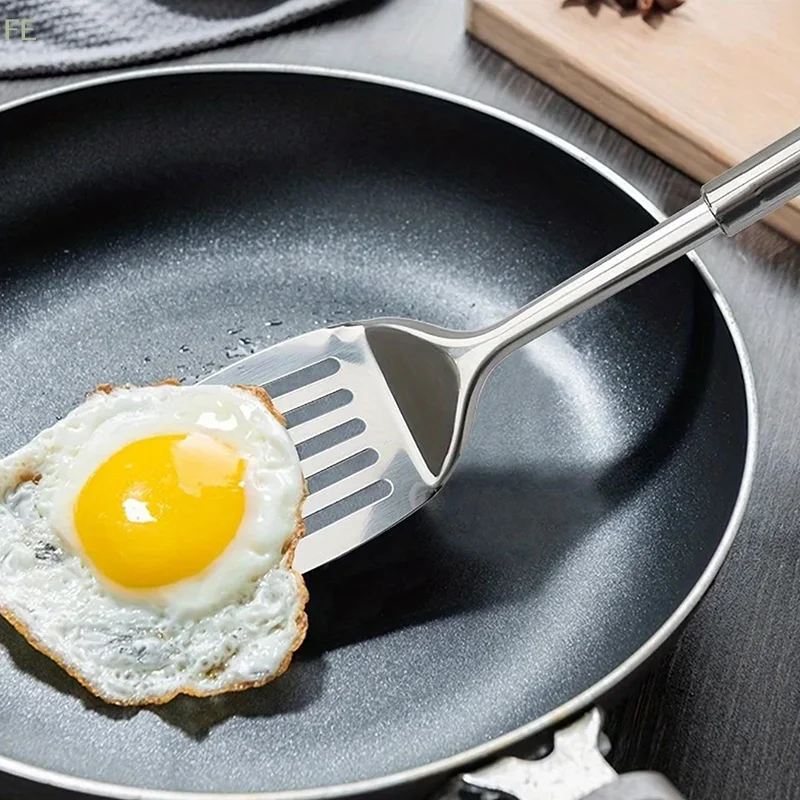 Espátula de Cozinha em Aço Inoxidável com Fendas para Virar, Utensílio para Cozinhar Bife, Hambúrguer e Manteiga, Ferramenta de Cozinha