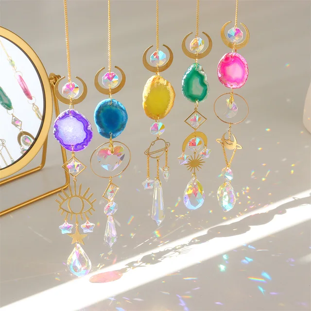 Crystal Light Catcher Devil Eye Planet Metal Rainbow Dísz Hold Színű Borostyán Pehelykert Díszek Családi Barátok Ajándéka - Image 2