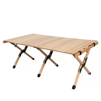 야외 에그 롤 테이블, 단단한 나무 접이식 테이블 및 의자, 캠핑 피크닉 테이블, 휴대용 캠핑 여행 피크닉 테이블