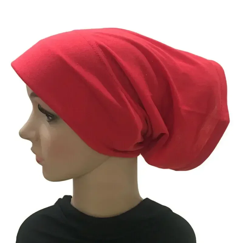 Plain Muslim Women Cotton Underscarf Bonnet Inner Cap Chemo Tube Head Scarf Cover Headwrap Brim Hat Arab Islamic Middle East 5