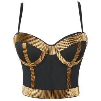 Quality Pearl Tank Tops Rhinestone Women Crop Top Club Clothes Streetwear Y2K Corset Woman Shaper Camis Fashion Feamale Clothing 1