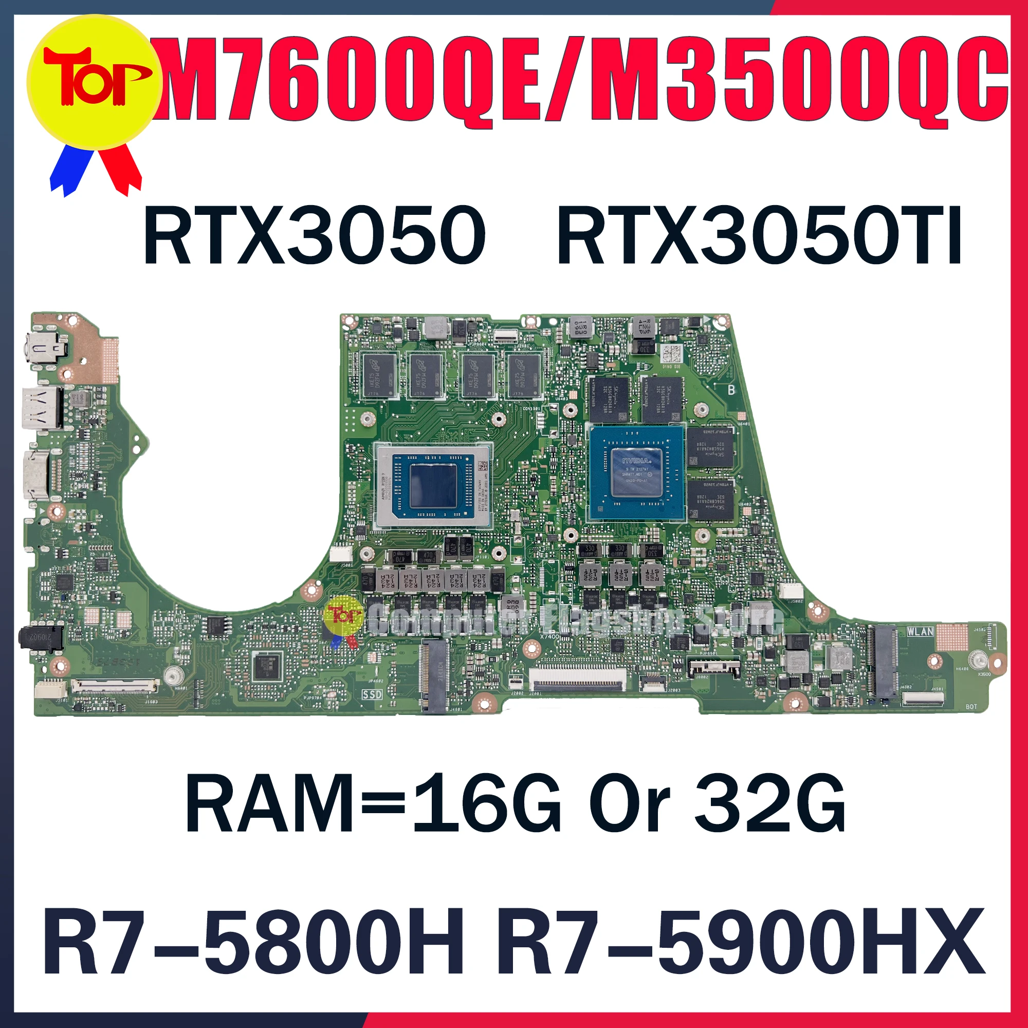 

KEFU M7600QE Laptop Motherboard For ASUS Vivobook Pro 16X OLED Pro 15 M7600Q M3500QA M3500QC Mainboard R5 R7 R9 16G 100% Working