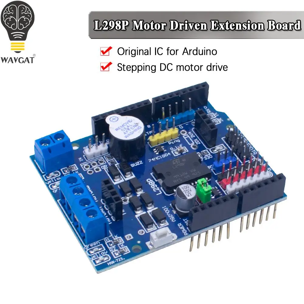 Драйвер двигателя L298P Shield R3 DC, модуль спиральной платы 2 А, двойной полный мост H-Bridge, двухстороннее реле для Arduino UNO r3 5 в 12 В