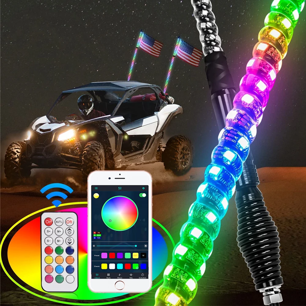 2FT 3FT LED Peitsche Licht RGB RZR LED Lampe Wasserdichte Biegsamen
