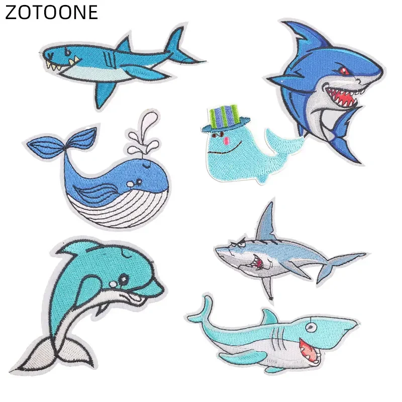 Нашивки ZOTOONE с утюгом в виде дельфина акулы, нашивка, значок для одежды, джинсов, Термотрансферная вышивка для детей, нашивка «сделай сам», Аппликации G