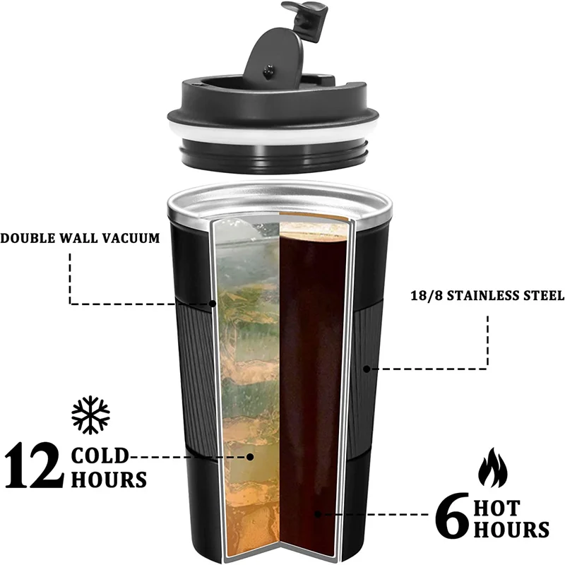 Tazza Termica Da Viaggio OTE 350ml Acciaio Inox: Mantiene Caldo/Freddo 6 Ore