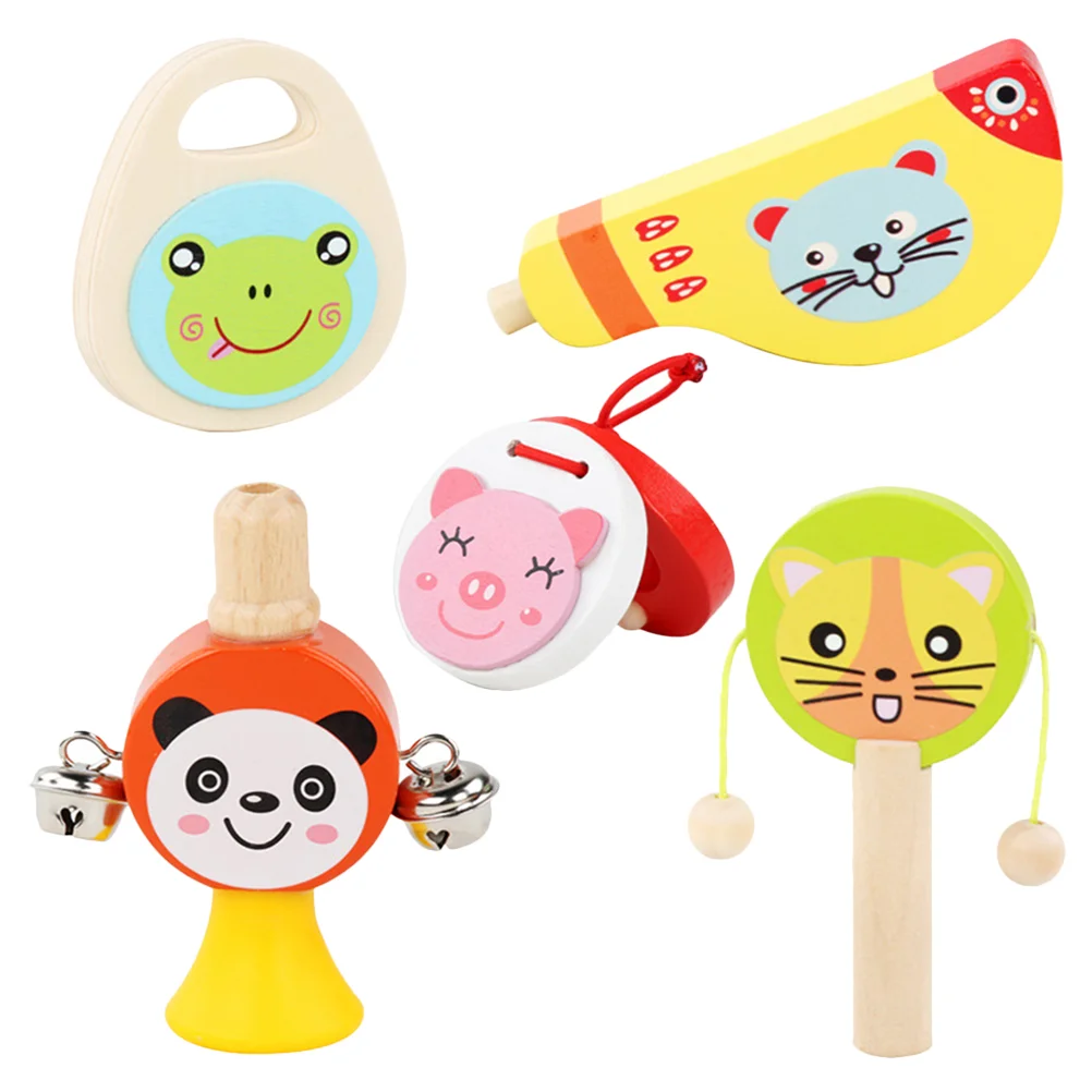 1 Set Toddlers Wooden Musical Instruments Toys Cartoon Percussion