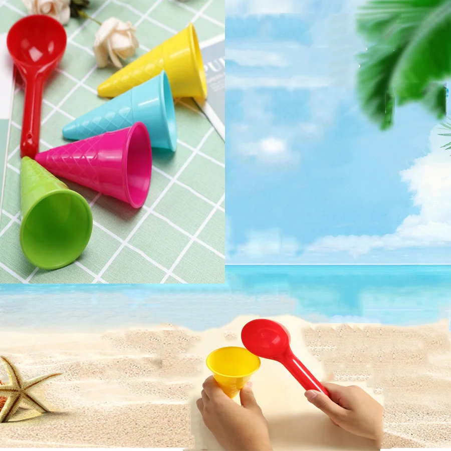 

5PCS Set Cute Ice Cream Cone Scoop Set Beach Toys Beach Toys Children's Education Montessori Summer Play Set Game Gift