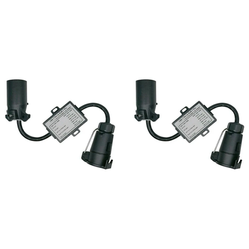 

2X USA To EU Trailer Light Converter US 7-Way Blade Socket To EU 7-Pin Round Plug