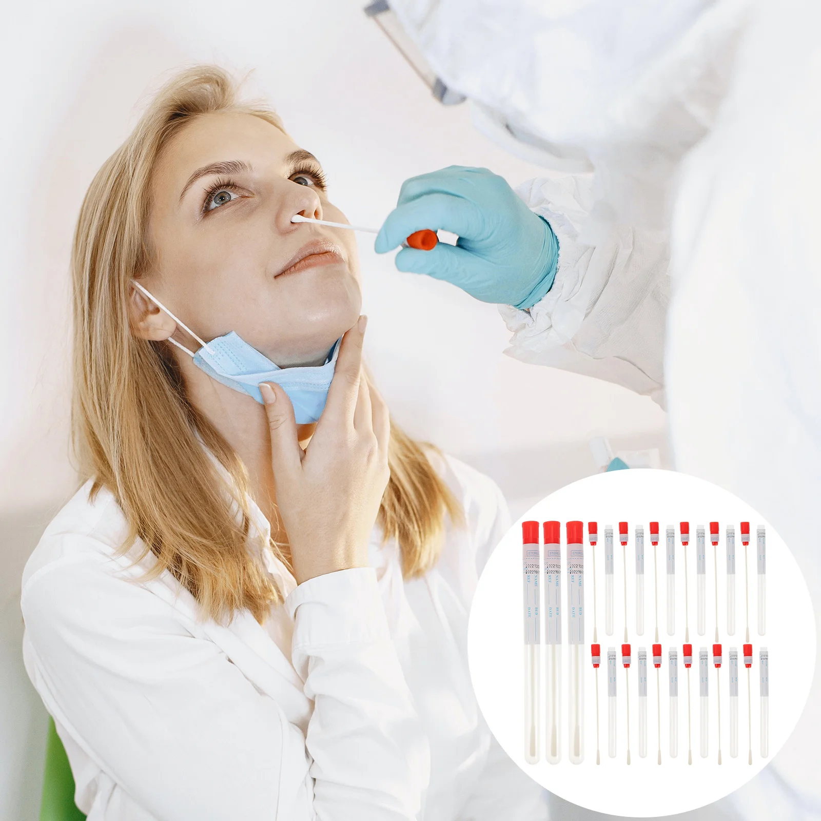 

Flocked Nasal Swab Sampling Convenient Swabs Throat Sterile White Plastic Portable