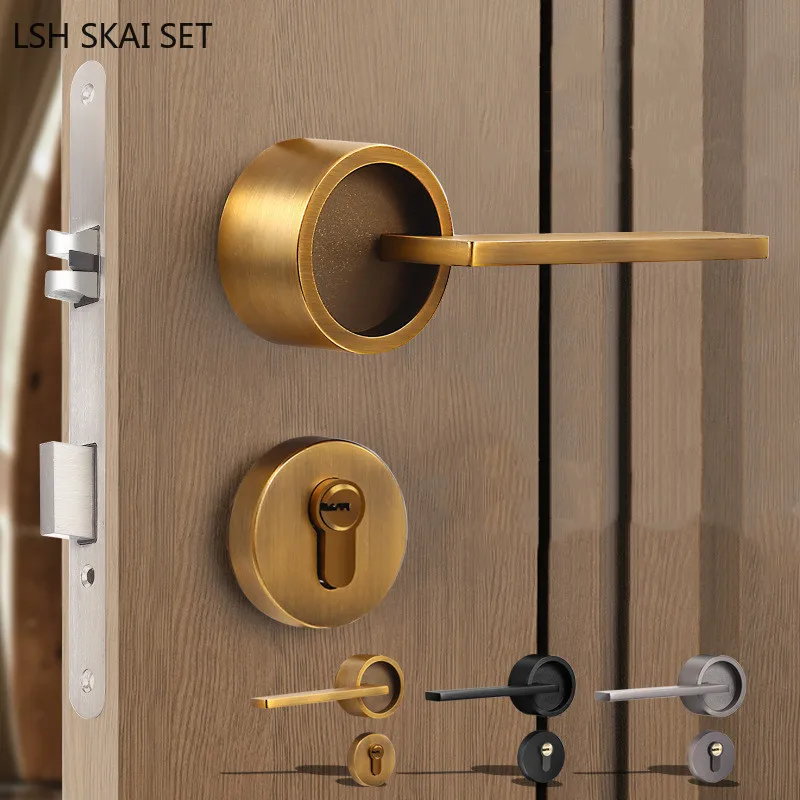 

High Quality Zinc Alloy Security Door Lock Bedroom Mute Door Handle Deadbolt Lockset Indoor Hardware Door Knob with Lock and Key