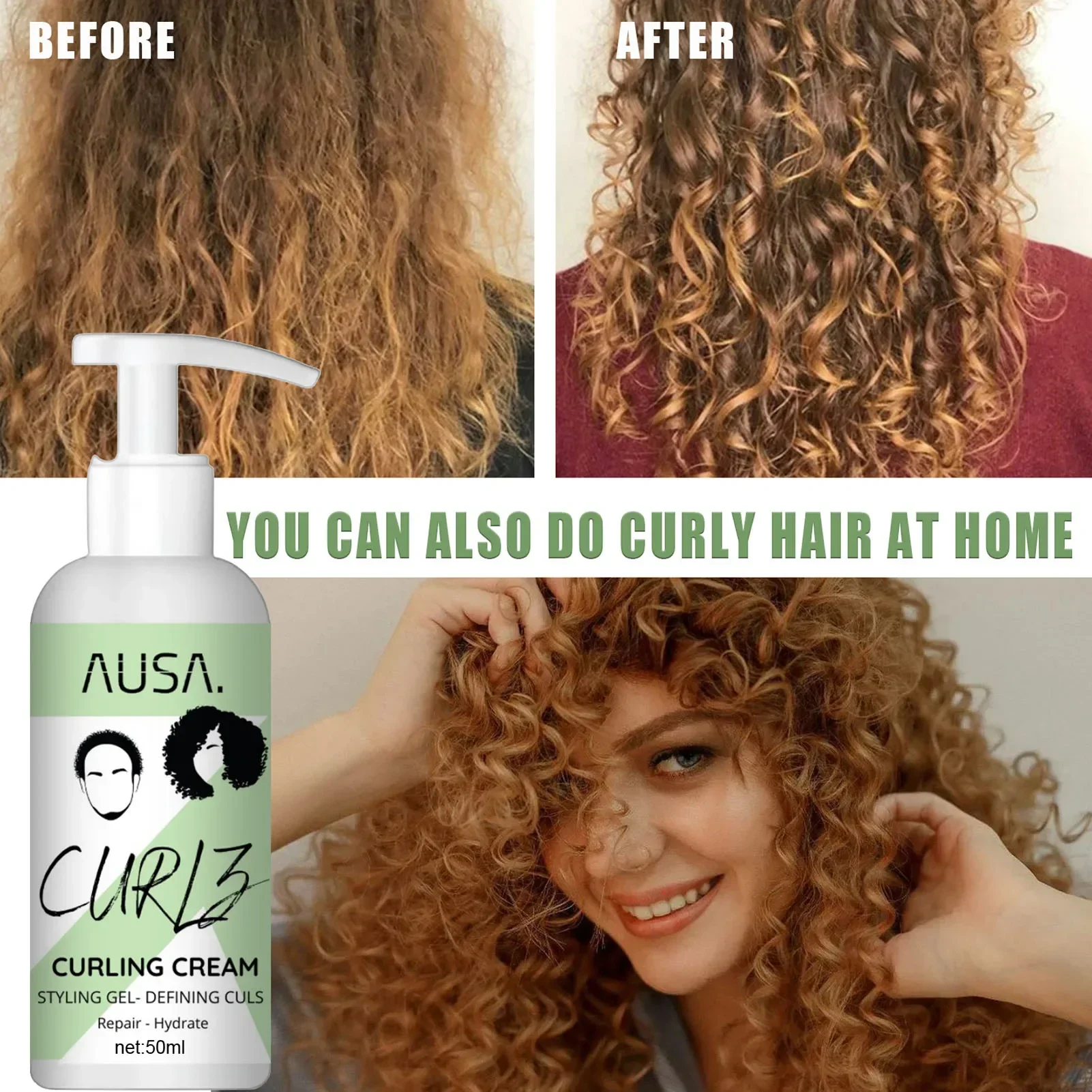 50ml Hair Volumizing Cream Hair Conditioner Volume Lift Styling Cream Curly Elastin Curl Defining Nourishing