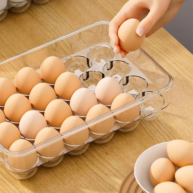 Átlátszó Tojástároló Doboz Tojástálca Tartályok Konyhai Hűtőszekrény Szervező Tojás Adagoló Friss Megőrzés 18/24 Rácsok - Image 3