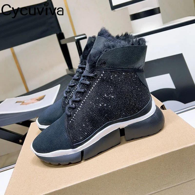 

Женские ботильоны на толстой подошве со шнуровкой, кожаные, шерстяные мотоциклетные ботинки с круглым носком, зимние дизайнерские ботинки челси на платформе для женщин